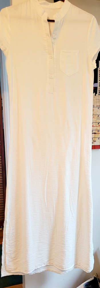 Off-white polyester-cotton summer dress